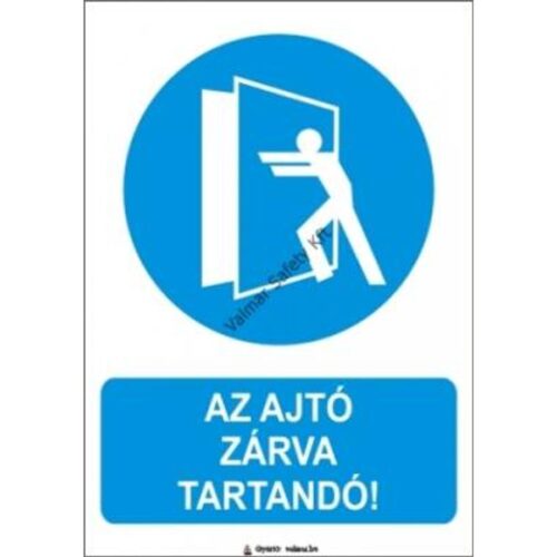 Az ajtó zárva tartandó pvc 175x250mm