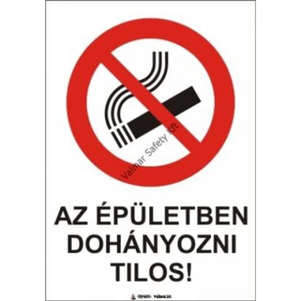 Az épületben dohányozni tilos pvc 175x250mm