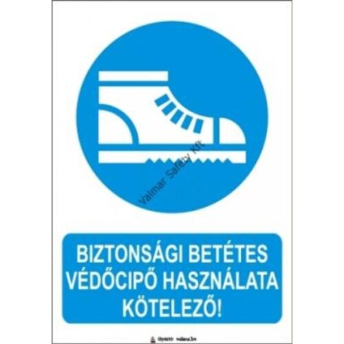 Biztonsági betétes védocipo használata kötelezo pvc 175x250mm
