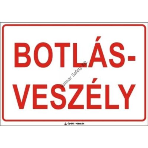 Botlásveszély(T) pvc 400x250mm