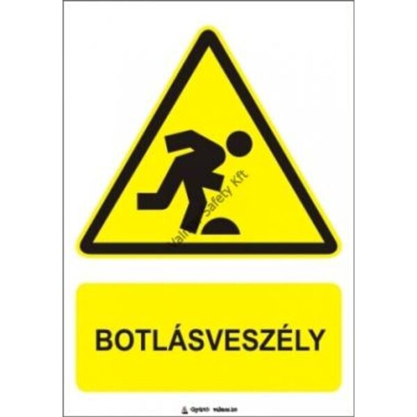 Botlásveszély pvc 175x250mm