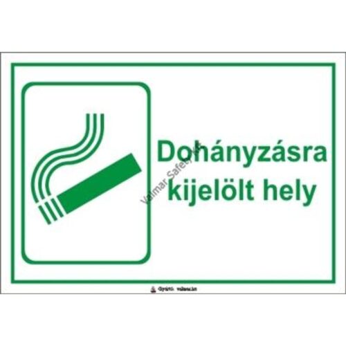 Dohányzásra kijelölt hely pvc 175x250mm