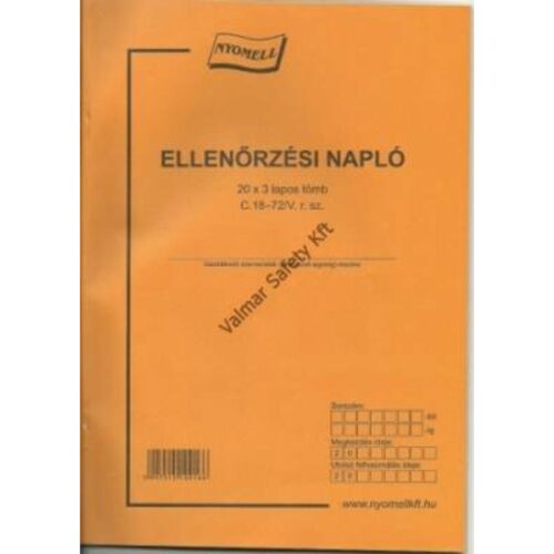 Ellenorzési napló 20x3 lapos tömb