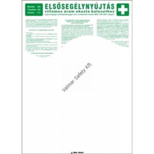Elsosegélynyújtás villamos áram okozta baleseteknél pvc 500x700mm