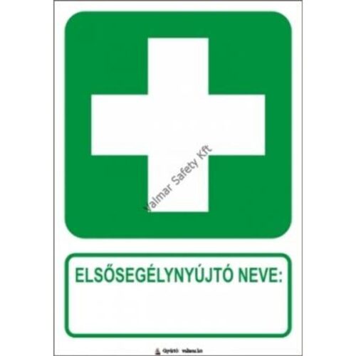 Elsosegélynyújtó neve pvc 175x250mm