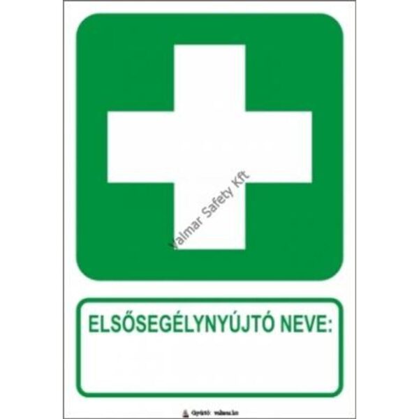 Elsosegélynyújtó neve pvc 175x250mm
