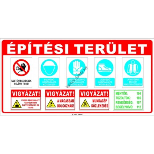 Építkezés információs tábla - pvc 1000x500 mm