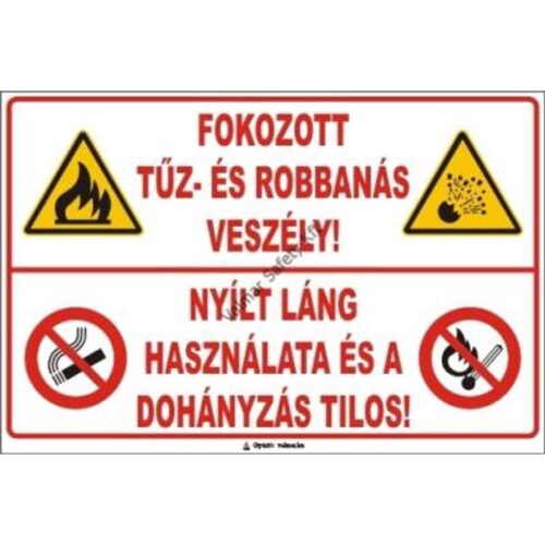 Fokozott tuz- és robbanásveszély pvc 300x200mm