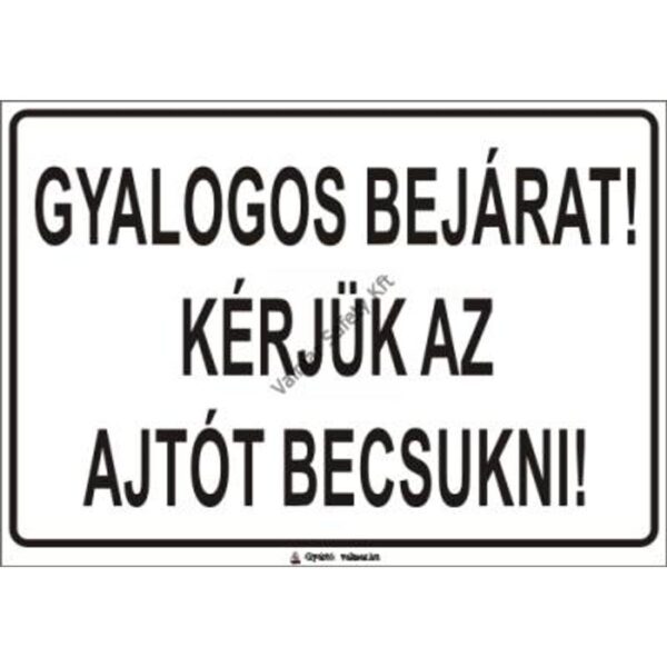 Gyalogos bejárat pvc 400x250mm