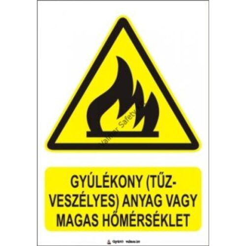 Gyúlékony anyag vagy magas homérséklet pvc 175x250mm