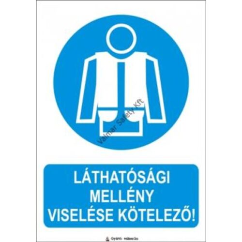 Láthatósági mellény használata kötelezo pvc 175x250mm