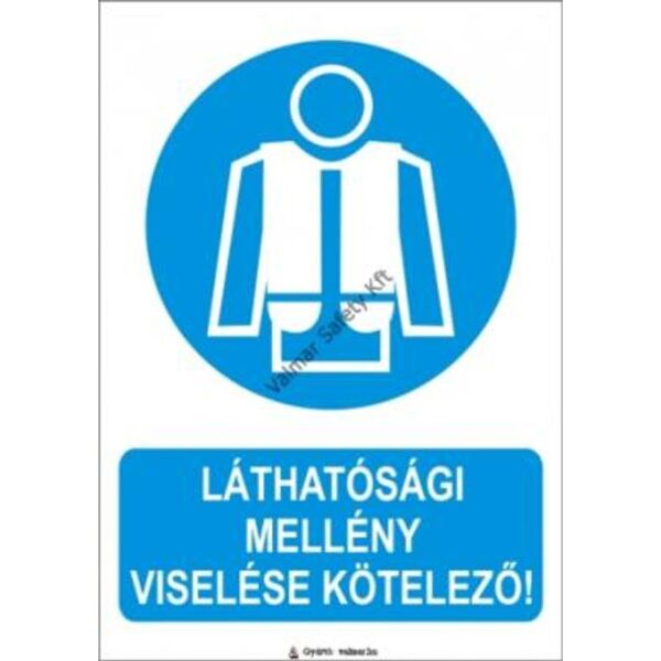 Láthatósági mellény használata kötelezo pvc 175x250mm