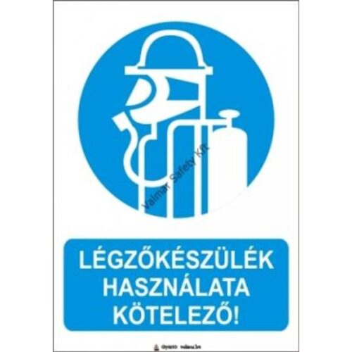 Légzokészülék használata kötelezo pvc 175x250mm