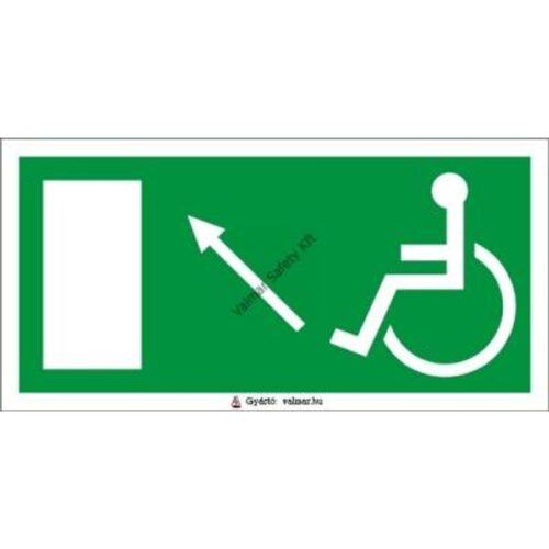Menekülési irány balra fel kerekesszékeseknek pvc 300x150mm