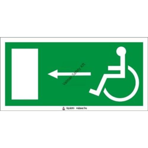Menekülési irány balra kerekesszékeseknek pvc 300x150mm