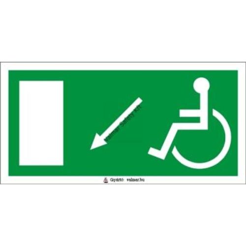 Menekülési irány balra le kerekesszékeseknek pvc 300x150mm