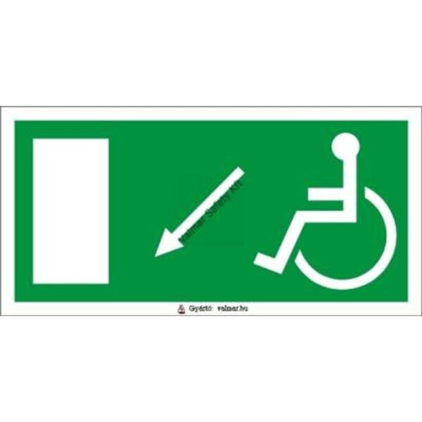 Menekülési irány balra le kerekesszékeseknek pvc 300x150mm