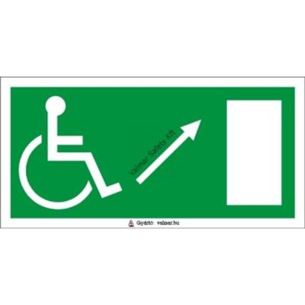 Menekülési irány jobbra fel kerekesszékeseknek pvc 300x150mm