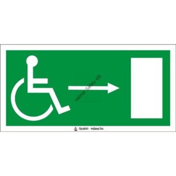 Menekülési irány jobbra kerekesszékeseknek pvc 300x150mm