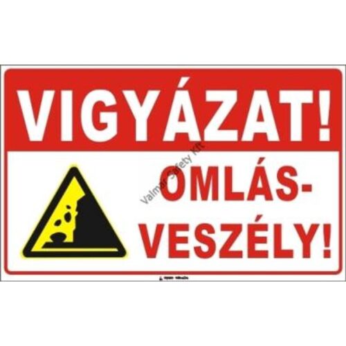 Omlásveszély pvc 400x250mm