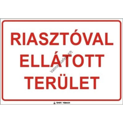 Riasztóval ellátott terület pvc 400x250mm