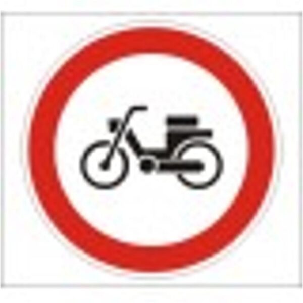 Segédmotoros kerékpárral behajtani tilos! - HIP fényvisszaverős szendvicslemez 600 mm