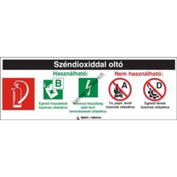 Széndioxiddal oltó magyarázó tábla(utánvilágító) pvc 240x85mm