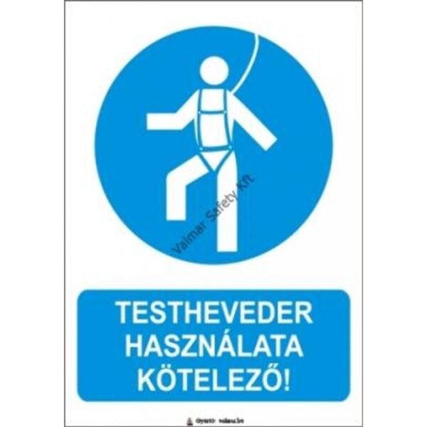 Testhevederzet használata kötelezo pvc 175x250mm