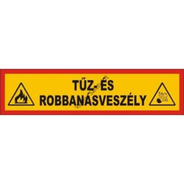 Tuz- és robbanásveszély tábla  fényvisszaveros pvc 1200x300mm