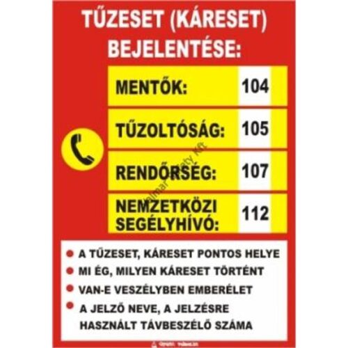 Tuzeset bejelentése pvc 175x250mm