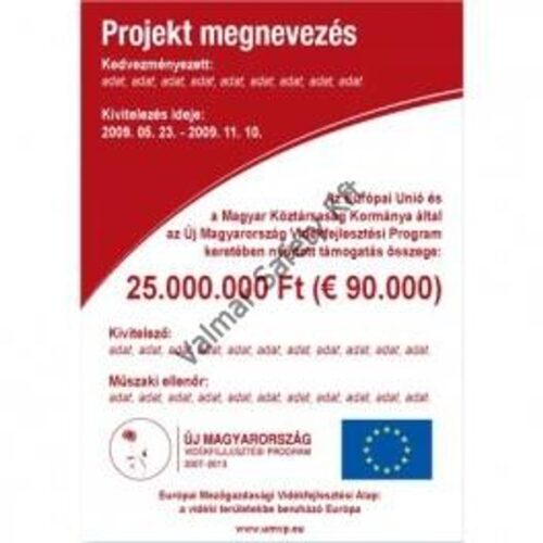 ÚMVP kis projekt tábla infrastrukturális beruházáshoz