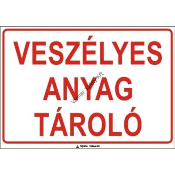 Veszélyes anyag tároló pvc 400x250mm