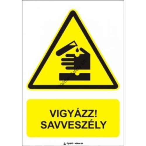 Vigyázz savveszély pvc 175x250mm