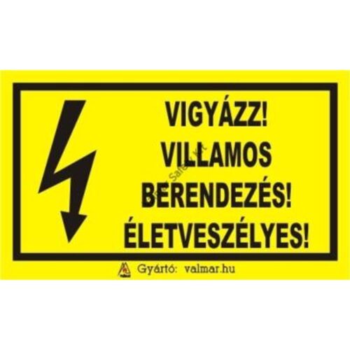 Vigyázz villamos berendezés pvc 175x250mm