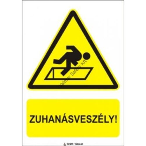 Zuhanásveszély pvc 175x250mm